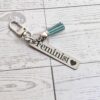Feminist Keychain – Stainless Steel Statement Accessory with Pink Tassel – Feminist Gift