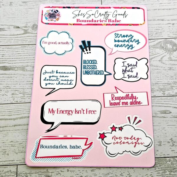 il_fullxfull.7629626845_dh7o Boundaries Babe Sticker Sheet: Waterproof Vinyl Decals for Journaling