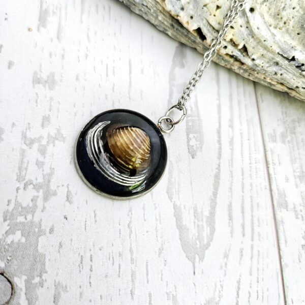 il_fullxfull.7629630177_o08o-2 Real River Clam Shell Necklace – Handmade Coastal Pendant with Silver Tip – One of a Kind