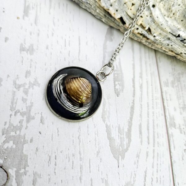 il_fullxfull.7629630493_985e-2 Real River Clam Shell Necklace – Handmade Coastal Pendant with Silver Tip – One of a Kind