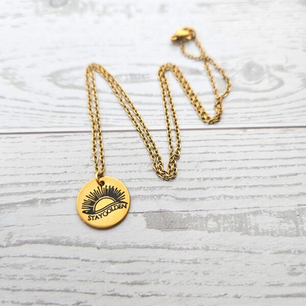 Stay Golden Sunburst Necklace, 18k Gold PVD Stainless Steel, Waterproof
