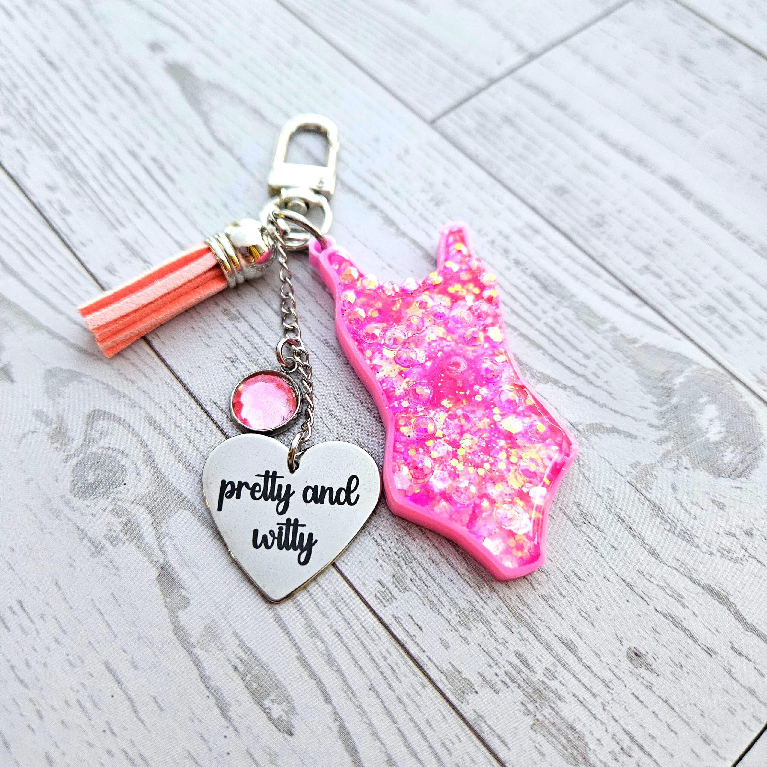 Custom Showgirl Eras Bodysuit Keychain – Personalized Glitter Resin Bag Charm with Engraved Quote - Image 3