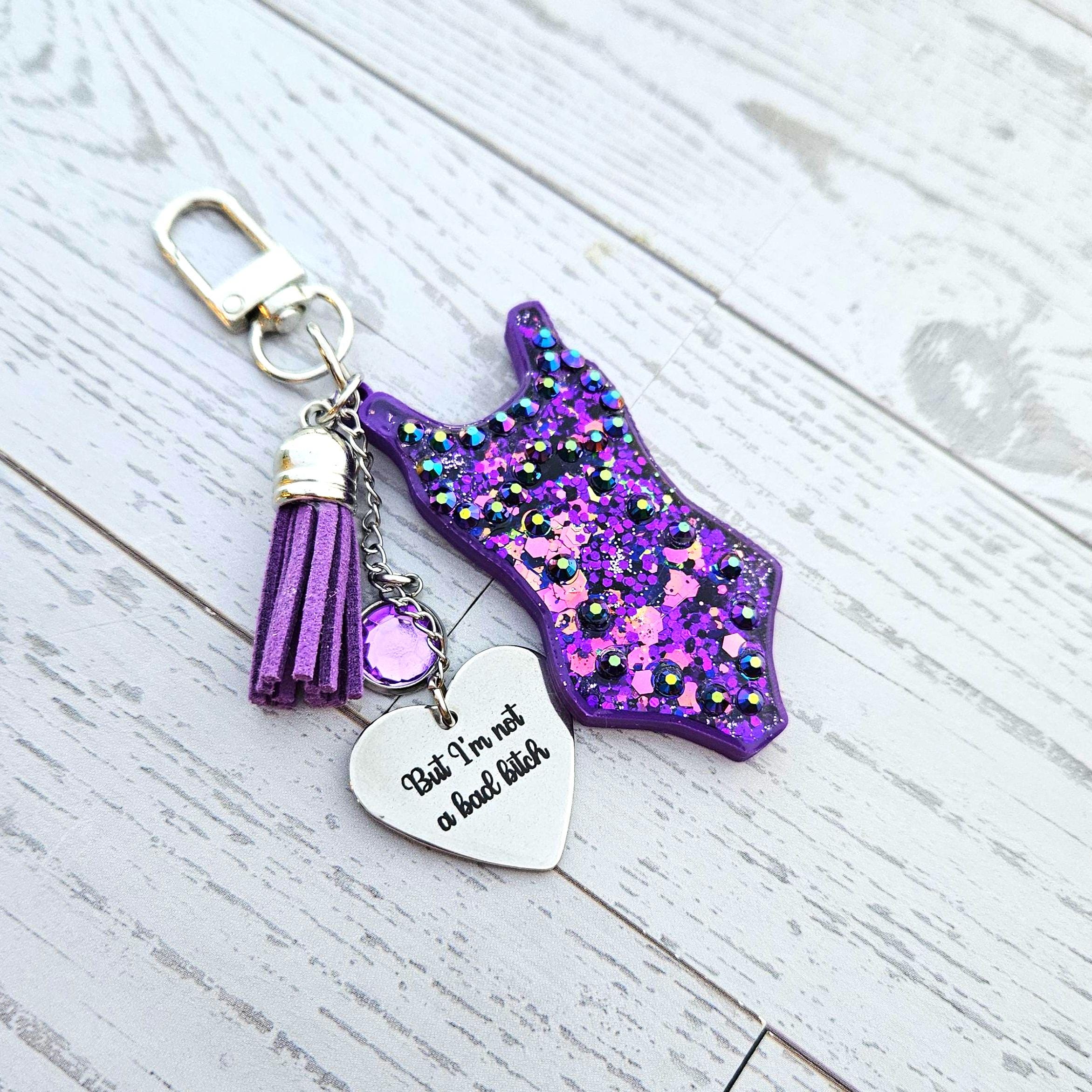 Custom Showgirl Eras Bodysuit Keychain – Personalized Glitter Resin Bag Charm with Engraved Quote - Image 4
