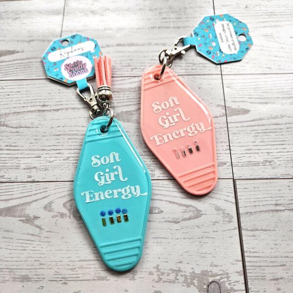Soft Girl Energy Motel Keychain – Rhinestone Embellished Bag Charm