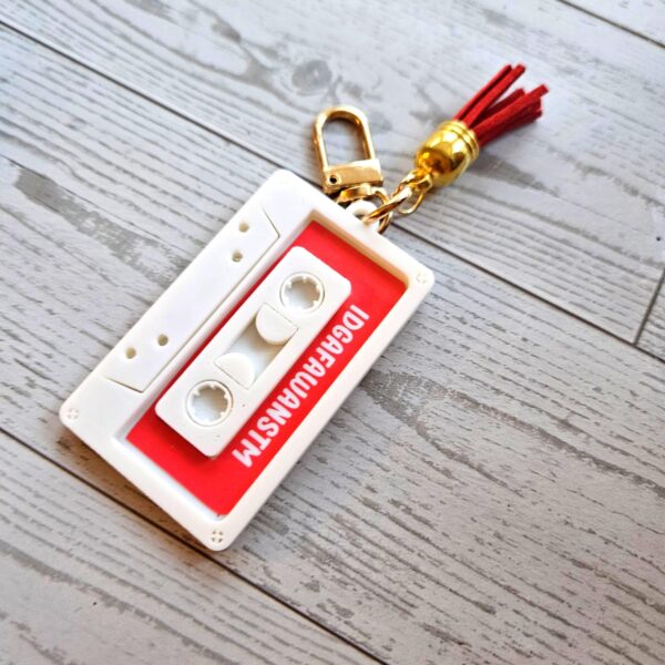 Retro Cassette Bag Charm, NFC Programmable Mixtape Keychain, Tech Gift for Her