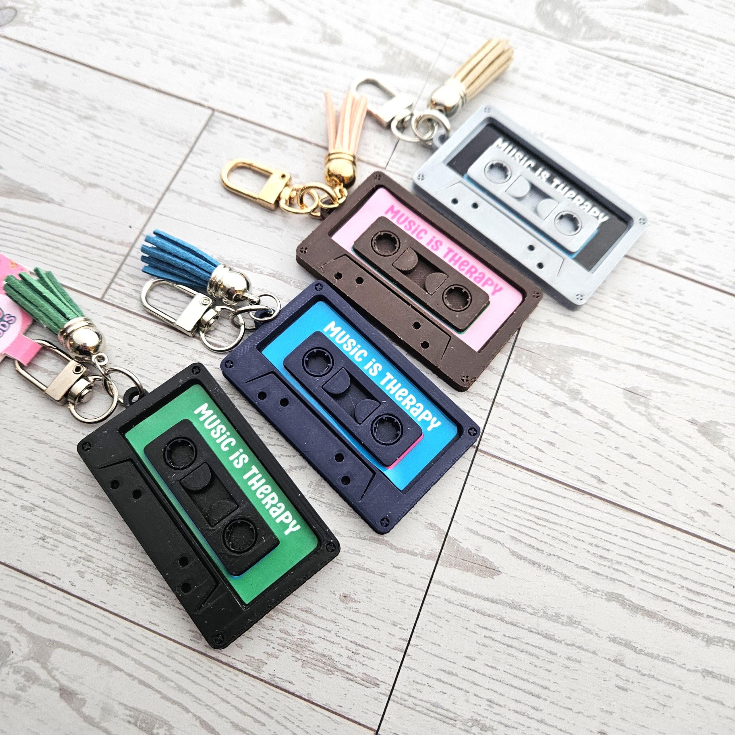 Custom Cassette Bag Charm, NFC Mixtape Keychain Gift for Him, Anniversary Gift