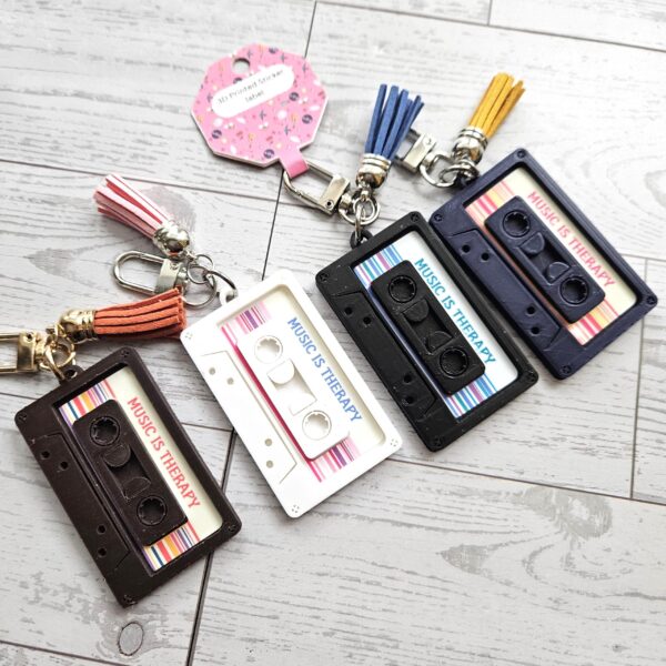 Cassette Tape Keychain – Custom NFC Spotify Playlist Charm – Music Fan Gift