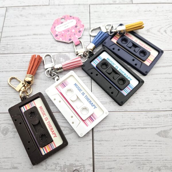 Cassette Tape Keychain – Custom NFC Spotify Playlist Charm – Music Fan Gift
