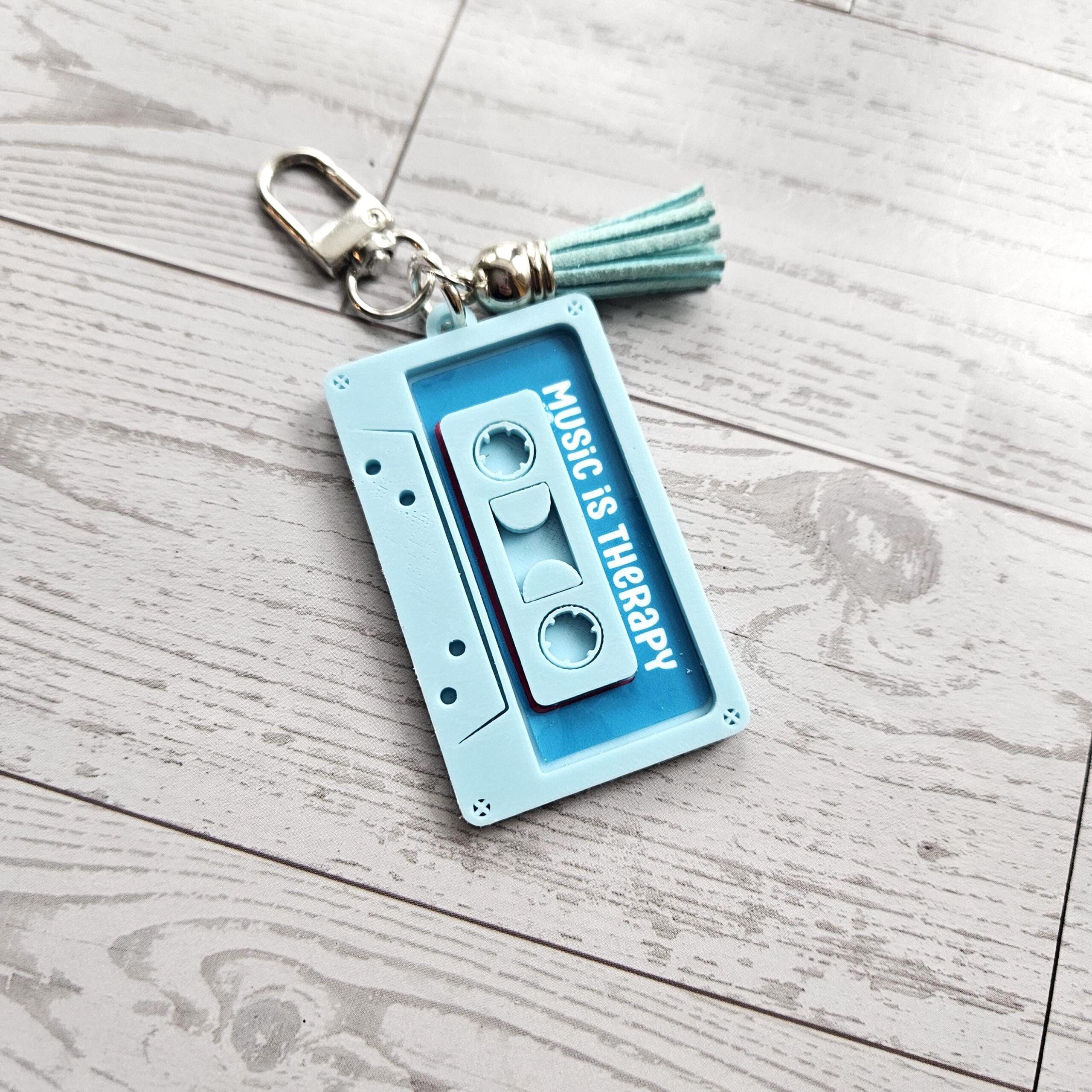 Pastel Cassette Bag Charm, Coquette NFC Mixtape Keychain, Y2K Music Gift - Image 6
