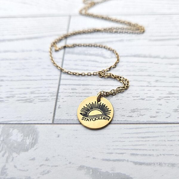 Stay Golden Sunburst Necklace, 18k Gold PVD Stainless Steel, Waterproof