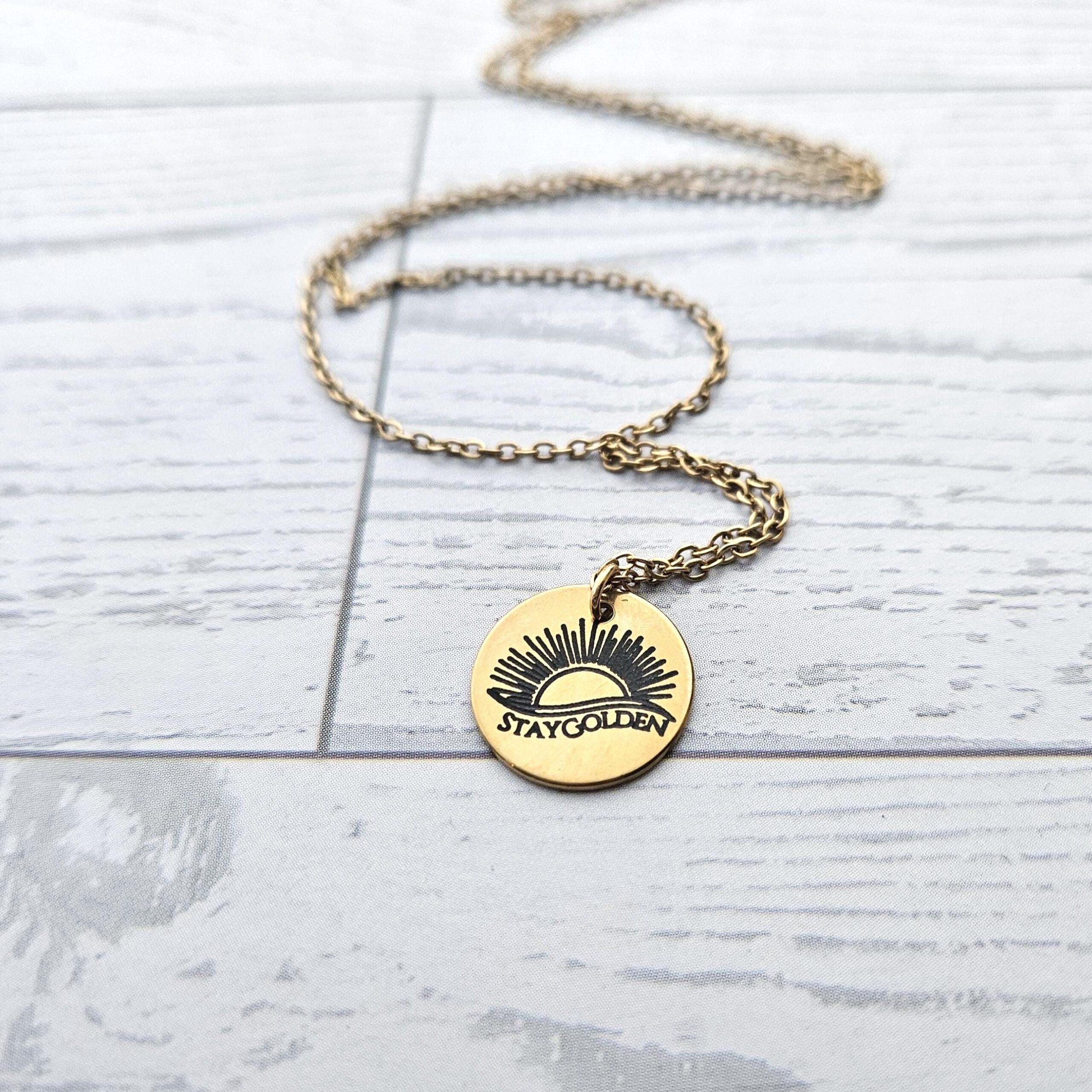 Stay Golden Sunburst Necklace, 18k Gold PVD Stainless Steel, Waterproof - Image 4