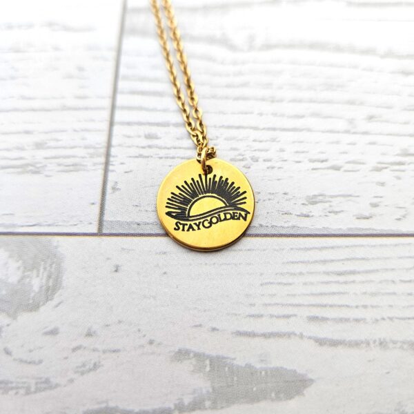 Stay Golden Sunburst Necklace, 18k Gold PVD Stainless Steel, Waterproof