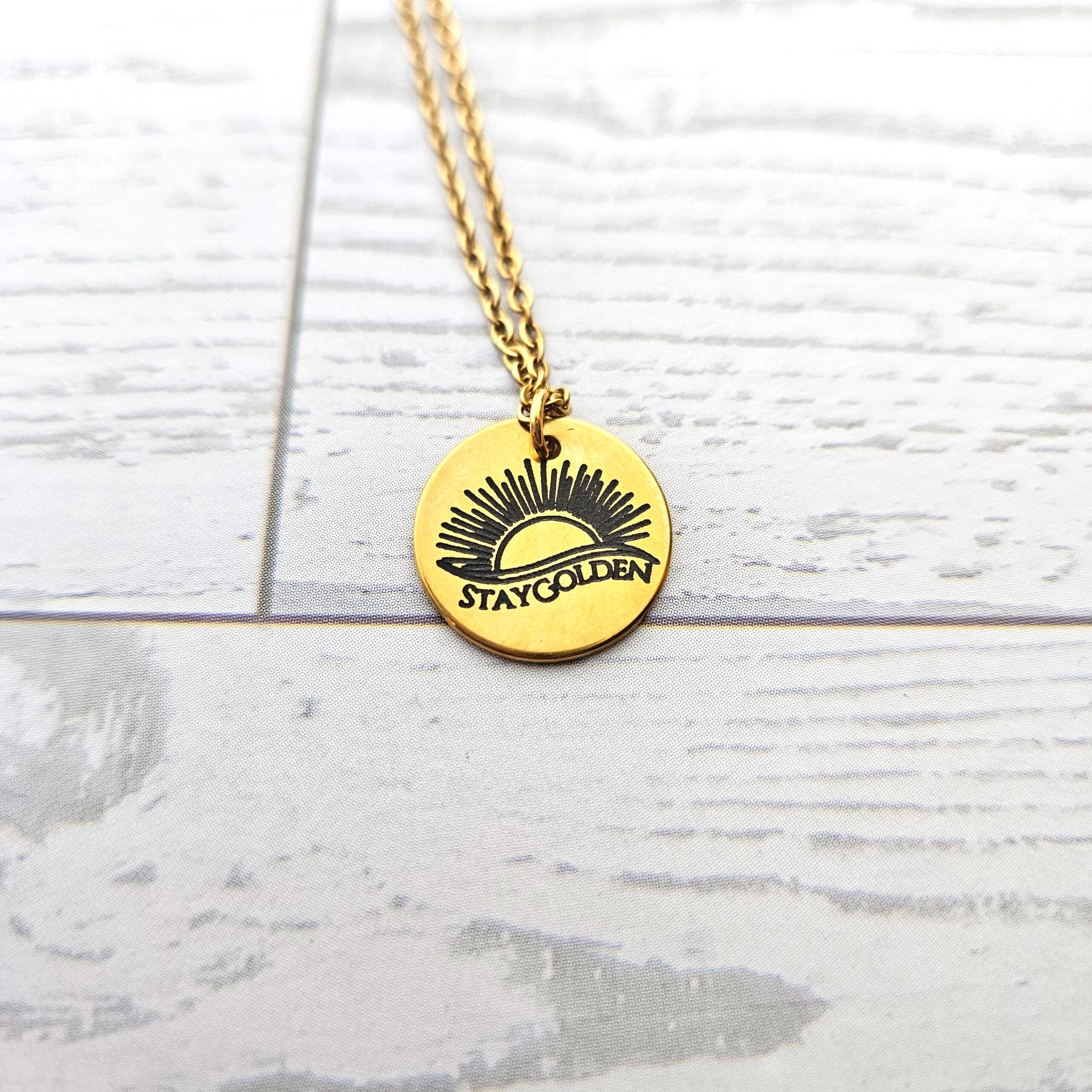 Stay Golden Sunburst Necklace, 18k Gold PVD Stainless Steel, Waterproof - Image 2