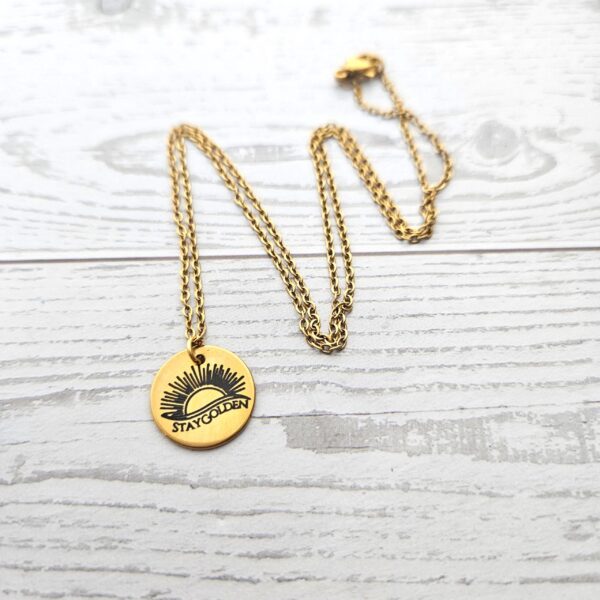Stay Golden Sunburst Necklace, 18k Gold PVD Stainless Steel, Waterproof