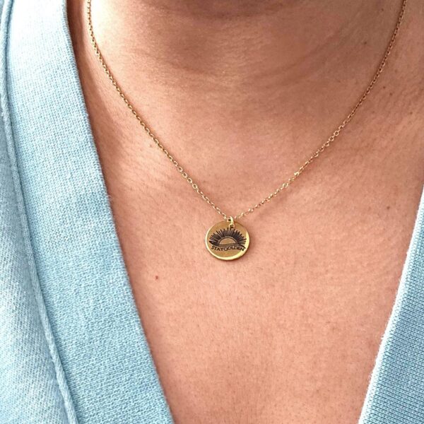 Stay Golden Sunburst Necklace, 18k Gold PVD Stainless Steel, Waterproof