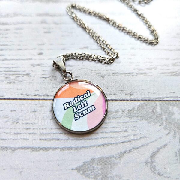Activist Stainless Steel Pendant Necklace, Political Statement Jewelry, Protest Leftist Gift