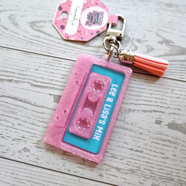 Retro Cassette Bag Charm, NFC Programmable Mixtape Keychain, Tech Gift for Her