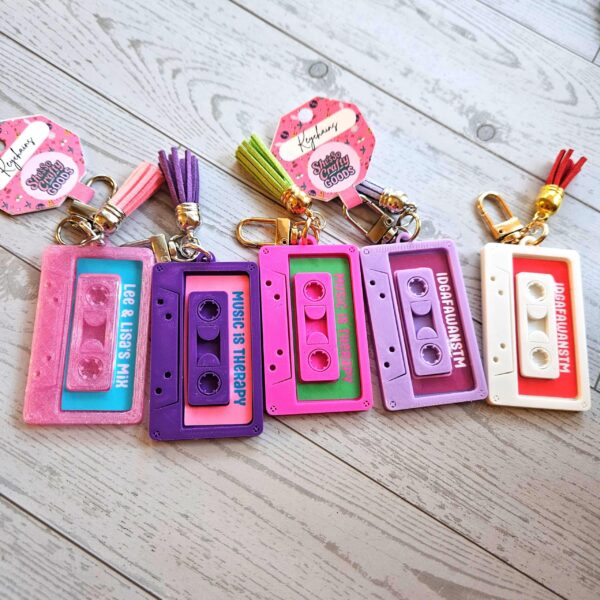 Retro Cassette Bag Charm, NFC Programmable Mixtape Keychain, Tech Gift for Her