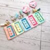 il_fullxfull.7731988253_k769-1 Pastel Cassette Bag Charm, Coquette NFC Mixtape Keychain, Y2K Music Gift