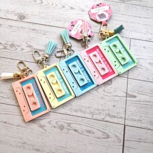 Pastel Cassette Bag Charm, Coquette NFC Mixtape Keychain, Y2K Music Gift