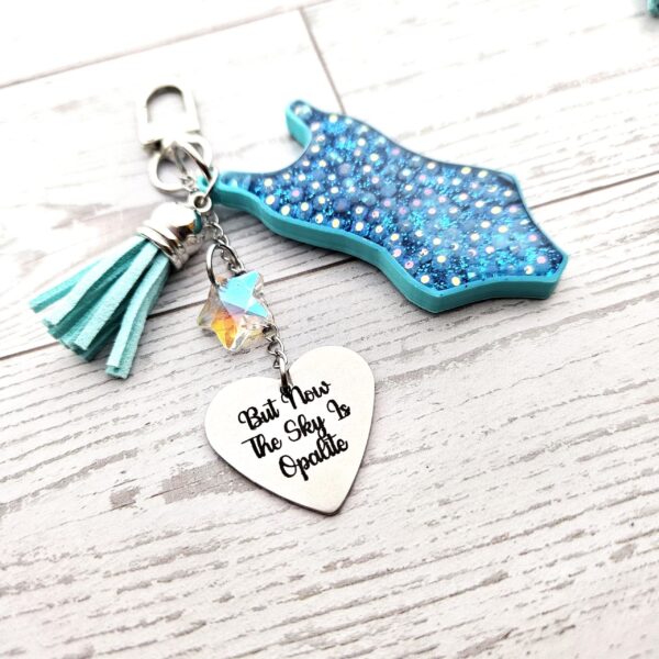il_fullxfull.7732046031_4rdr-1 Opalite Era Showgirl Bag Charm • Custom Lyric Engraved Heart or Glow-in-the-Dark Lightning Bolt