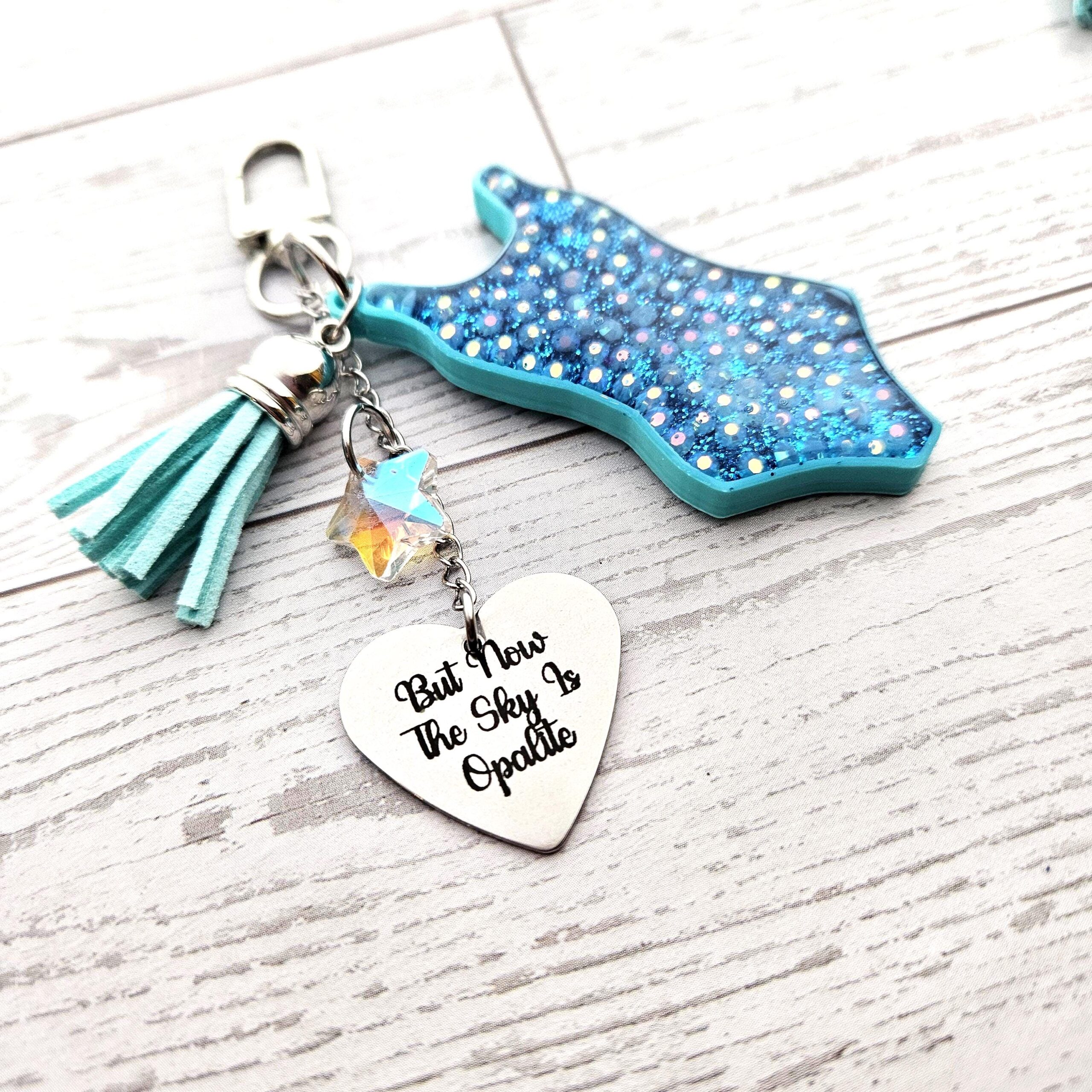 Opalite Era Showgirl Bag Charm • Custom Lyric Engraved Heart or Glow-in-the-Dark Lightning Bolt - Image 6