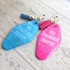 Big Feminist Energy Motel Keychain | Retro Rhinestone Bag Charm