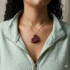 Hot Pink Wood Resin Heart Necklace and Earring Set | Handmade Jewelry