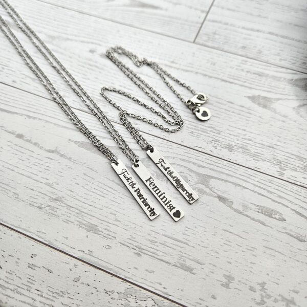 Activist Bar Necklace | Feminist, Anti-Patriarchy, Anti-Oligarchy | Stainless Steel · fs-1788655159123