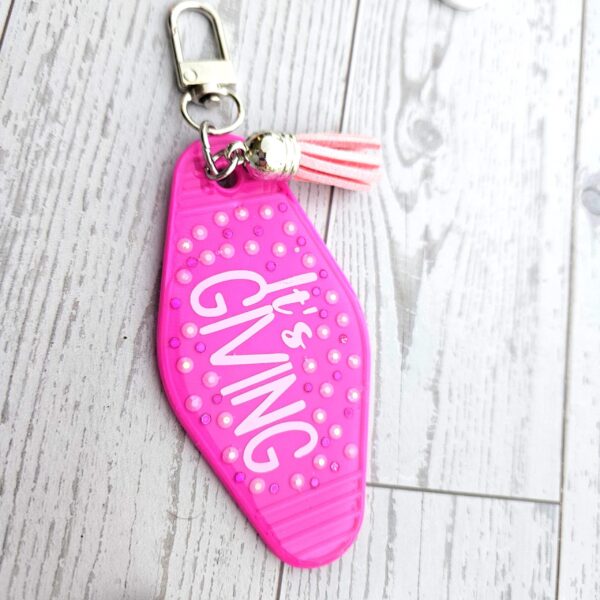 il_fullxfull.7826459064_2ebr-1 It's Giving Rhinestone Resin Motel Keychain Trendy Pink Gift