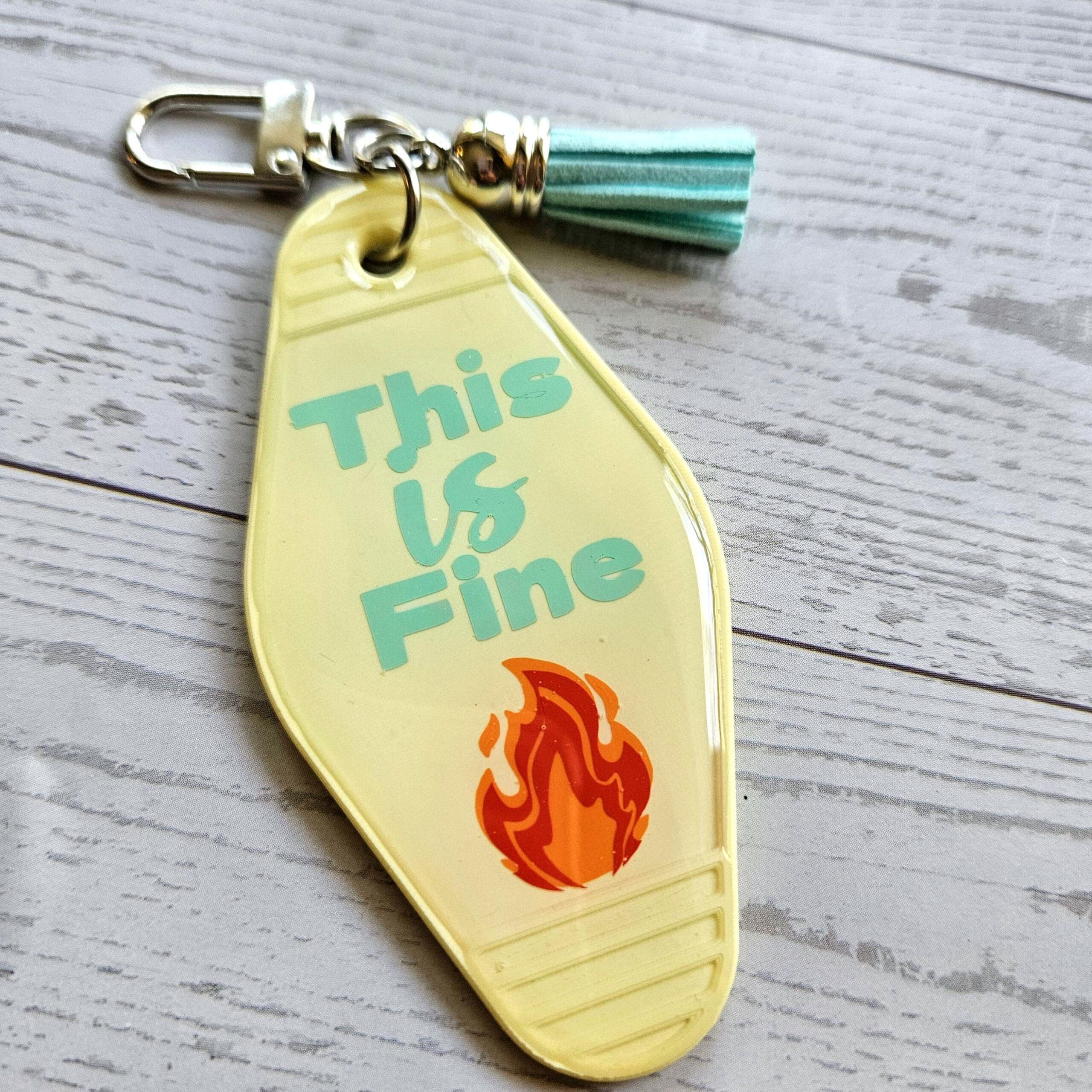 This Is Fine Resin Motel Keychain Funny Meme Sarcastic Gift - Image 5