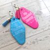 Big Feminist Energy Motel Keychain | Retro Rhinestone Bag Charm