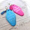 Big Feminist Energy Motel Keychain | Retro Rhinestone Bag Charm