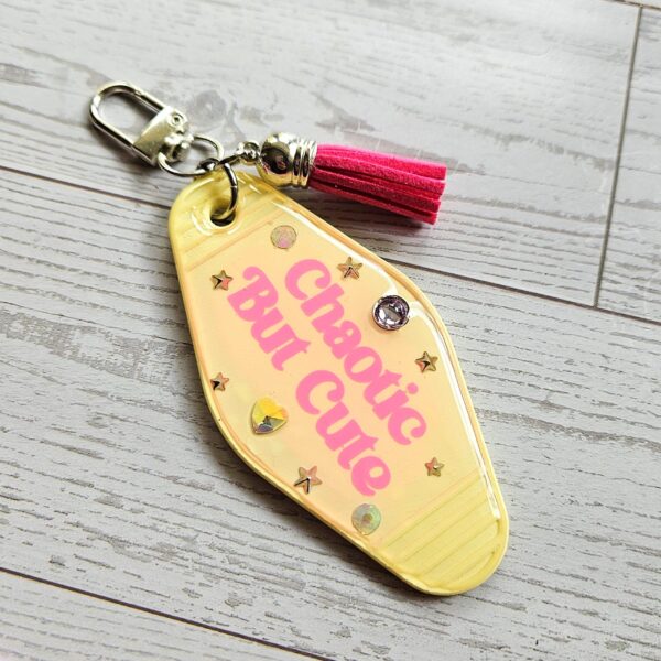 Chaotic Retro Motel Keychain | Rhinestone Accents, Y2K Bag Charm 10 Chaotic Retro Motel Keychain | Rhinestone Accents, Y2K Bag Charm