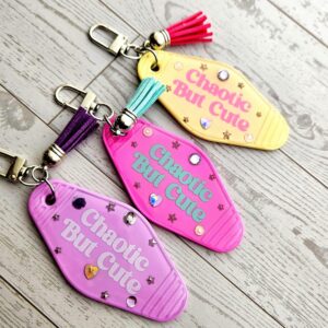 Chaotic Retro Motel Keychain | Rhinestone Accents, Y2K Bag Charm