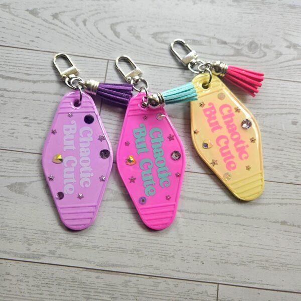 il_fullxfull.7835154406_la20-1 Chaotic Retro Motel Keychain | Rhinestone Accents, Y2K Bag Charm