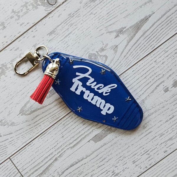 il_fullxfull.7858240524_ak9q F*ck Trump Resin Motel Keychain Bold Political Statement Accessory