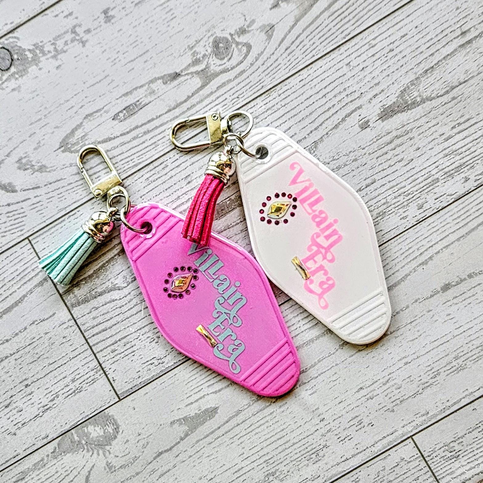 Villain Era Motel Keychain | Rhinestone Evil Eye Bag Charm Gift for Her