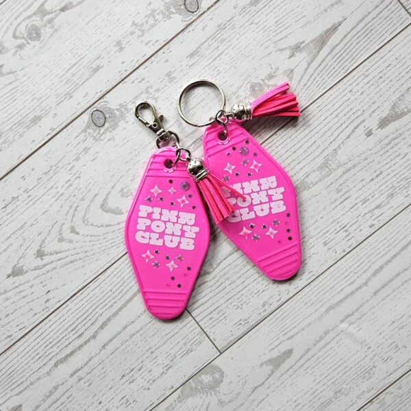 il_fullxfull.7867755040_xyb3 Pink Pony Club Motel Keychain — White Pink Rhinestone Tassel Bag Charm