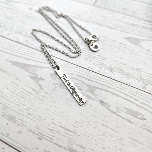 Activist Bar Necklace | Feminist, Anti-Patriarchy, Anti-Oligarchy | Stainless Steel · fs-1788655159123