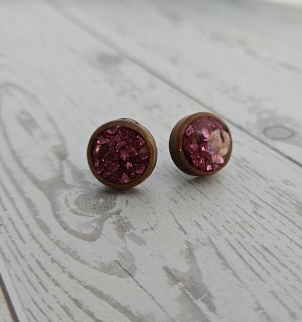 Hot Pink Wood Resin Heart Necklace and Earring Set | Handmade Jewelry