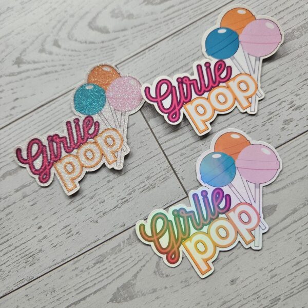 Girlie Pop Lollipop Sticker Holographic Glitter Matte Coquette Decal