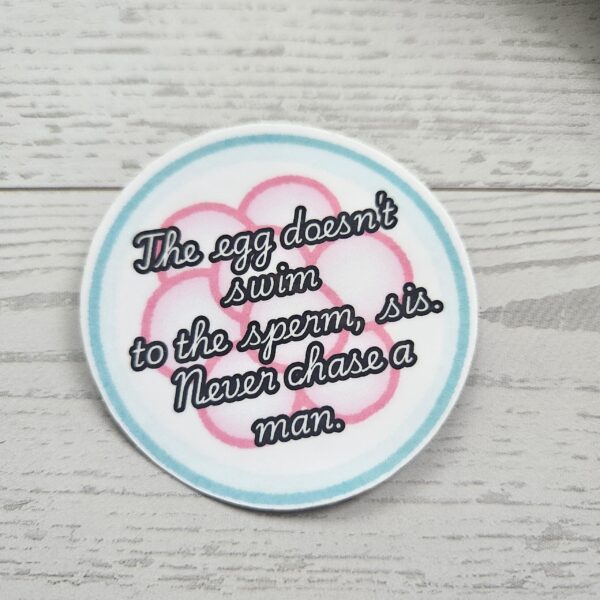Feminist Egg Vinyl Sticker The Egg Doesn't Swim Quote Decal