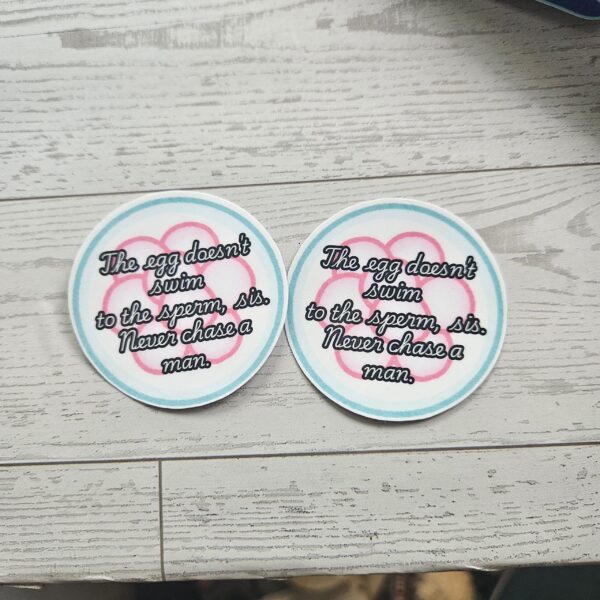 Feminist Egg Vinyl Sticker The Egg Doesn't Swim Quote Decal