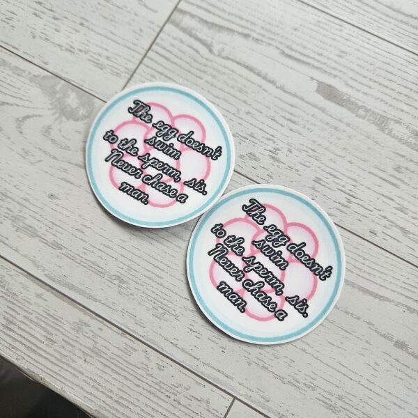 Feminist Egg Vinyl Sticker The Egg Doesn't Swim Quote Decal