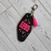 il_fullxfull.7915641239_5gud Pink Pony Club Motel Keychain with Crystals — Black Pink Rhinestone Bag Charm