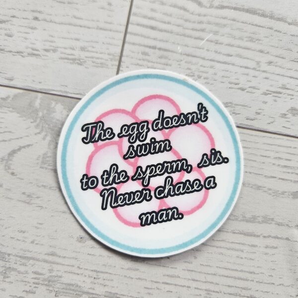 Feminist Egg Vinyl Sticker The Egg Doesn't Swim Quote Decal