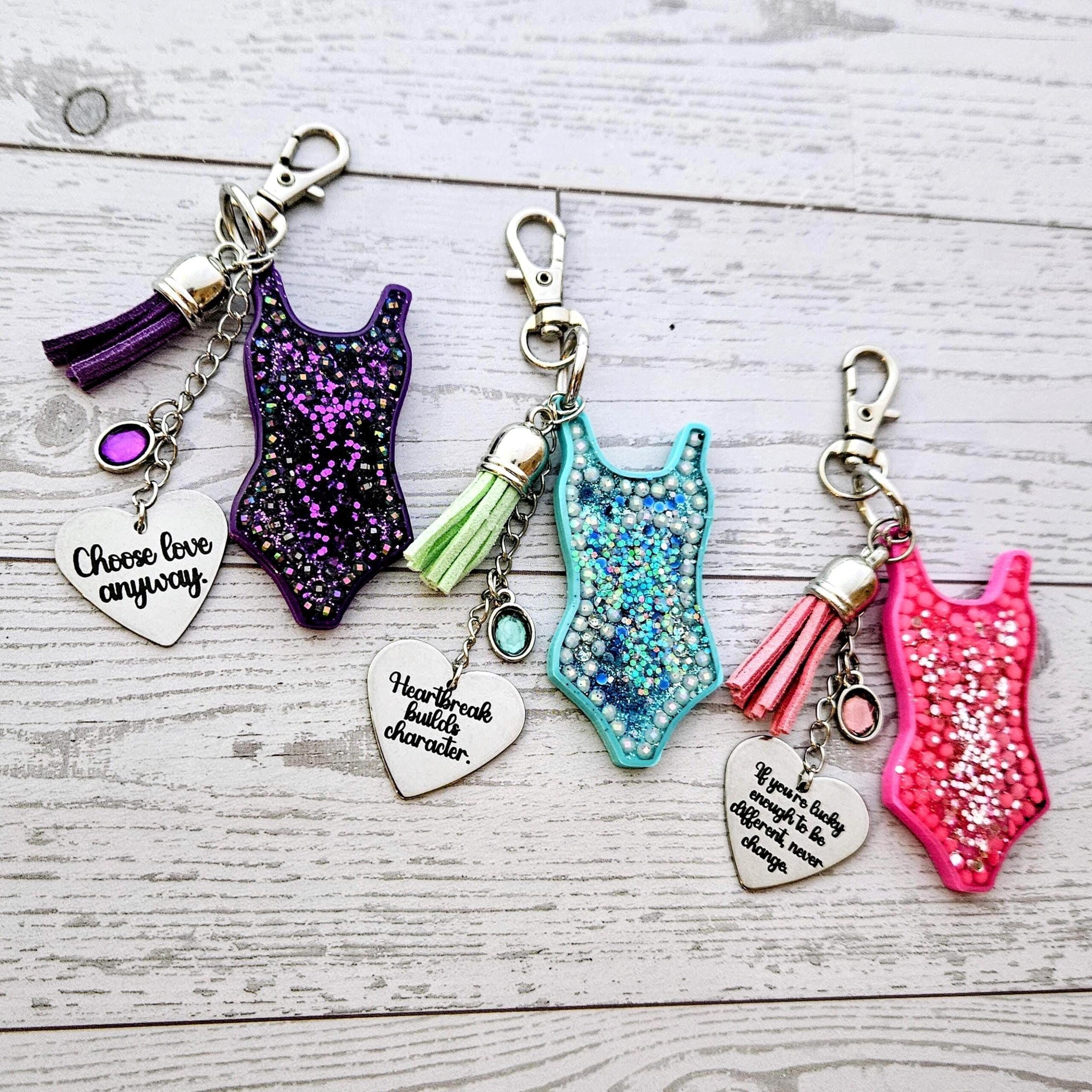 il_fullxfull.7629609387_3onh Showgirl Era Bodysuit Keychain – Personalized Rhinestone Bag Charm, Pink Blue or Purple